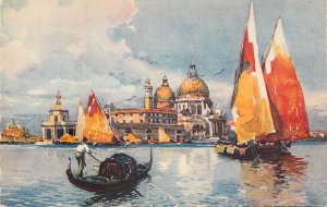 Italy sail & navigation themed postcard Venice Salute church gondola painting