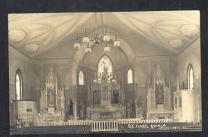 RPPC TISKILWA ILLINOIS ST. MARY'S CHURCH INTERIOR 1909 REAL PHOTO POSTCARD