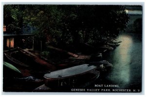 c1950 Boat Landing Genesee Valley Park Docking Boats Lake Rochester NY Postcard