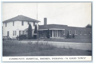 c1940 Exterior View Community Hospital Building Bremen Indiana Vintage Postcard