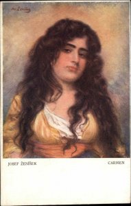 Josef Zenisek Beautiful Woman Carmen Fine Art c1910 Vintage Postcard