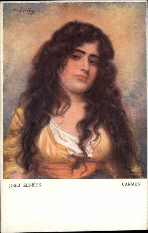 Josef Zenisek Beautiful Woman Carmen Fine Art c1910 Vintage Postcard