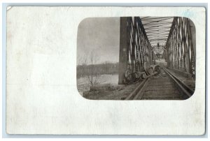 1908 Train Wreck Cedar Rapids Iowa IA RPPC Photo Posted Antique Postcard