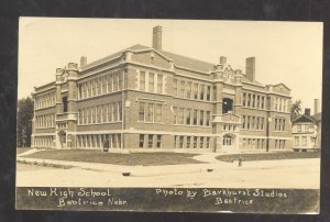 RPPC BEATRICE NEBRASKA HIGH SCHOOL BUILDING BARKHURST REAL PHOTO POSTCARD