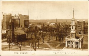 PC CPA US, CT, NEW HEAVEN, THE GREEN 1916, VINTAGE REAL PHOTO POSTCARD (b6755)