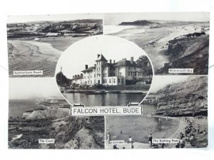 The Falcon Hotel Bude Cornwall Vintage RP Multiview Postcard 1966 Bathing Pool
