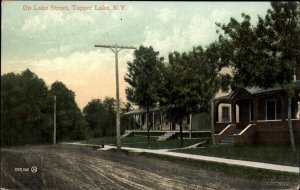 Tupper Lake New York NY Lake Street c1910 Vintage Postcard