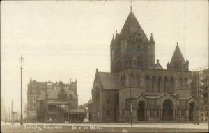 Boston MA Trinity Church c1910 Real Photo Postcard