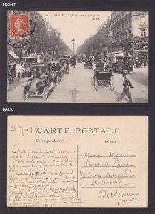 FRANCE, Postcard, Paris, Boulevard des Capucines, Carriages, Cars