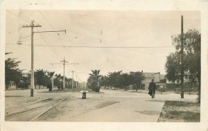 Postcard California 1913 Street Trolley Track USS Denver ship cancel 23-3403