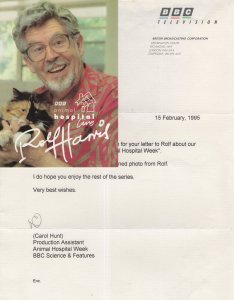 Animal Hospital Rolf Harris Photo & BBC Hand Signed Letter