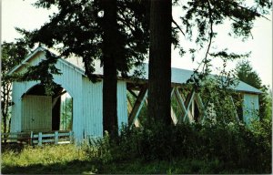 Gilkey Covered Bridge World Guide Linn County Oregon Thomas Creek Postcard Vtg 