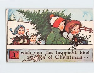 Postcard I wish you the happiest kind of Christmas . . with Children Art Print