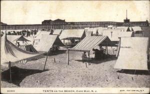 Cape May NJ Tents on Beach c1910 Postcard jrf