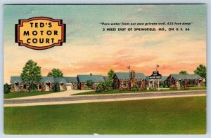 ROUTE 66*TED'S MOTOR COURT*SPRINGFIELD MISSOURI*MO*ULTRA MODERN!*KNOTTY PINE!