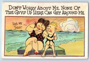 Camp Pendleton Virginia VA Postcard Humor Fat Woman Hug Me Tight 1942 Vintage