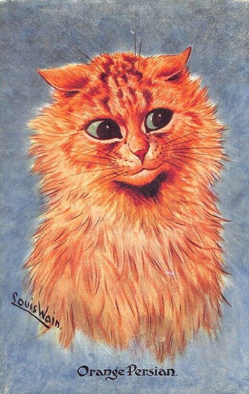 Louis Wain Cats Orange Persian C. W. Faulkner, publisher Postcard