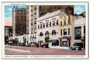 Washington DC Postcard Harvey's Famous Restaurant Cars Street View c1930's
