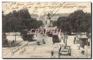 Postcard Old Lyon Exit of the station Perrache Perrache Place Trams
