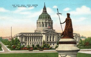 The City Hall Civic Center San Francisco California CA Vintage Postcard