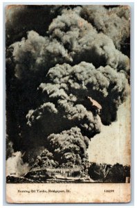 1926 Burning Oil Tanks Smoke Bridgeport Illinois IL Posted Vintage Postcard