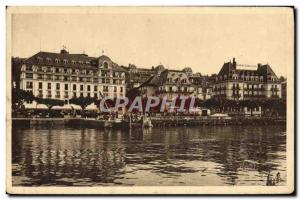 Old Postcard Evian Les Bains View Taking the pier