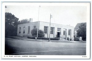 c1940 US Post Office Exterior Building Jasper Indiana Vintage Antique Postcard