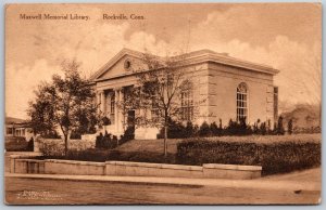 Vtg Rockville Connecticut CT Maxwell Memorial Library 1910s View Postcard