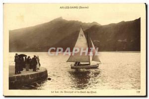 Old Postcard Aix les Bains Savoie Lake Bourget and the Dent du Chat Boat