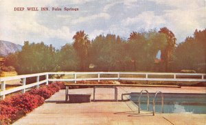 Palm Springs California 1950s Postcard Deep Well Inn Motel Swimming Pool