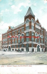 IA, Davenport, Iowa, Masonic Temple, Exterior View, Souvenir Post Card No 13207