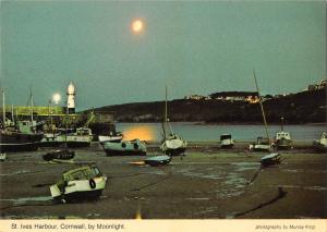 BR89908 st ives harbour cornwall by moonlight ship bateaux  uk