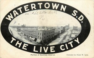 c1910 Postcard; Watertown SD The Live City, Business District, Codington County