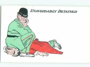 Pre-Linen Comic MAN SITTING ON OTHER MAN AB9002