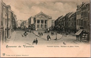 France Verviers Ancien Theatre et Place Verte Vintage Postcard 04.97 