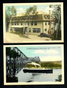 CAo 2 pcs. Gaspe, P.Q. Battery Park Hotel & Auto, Ocean Liner Quebec Bridge