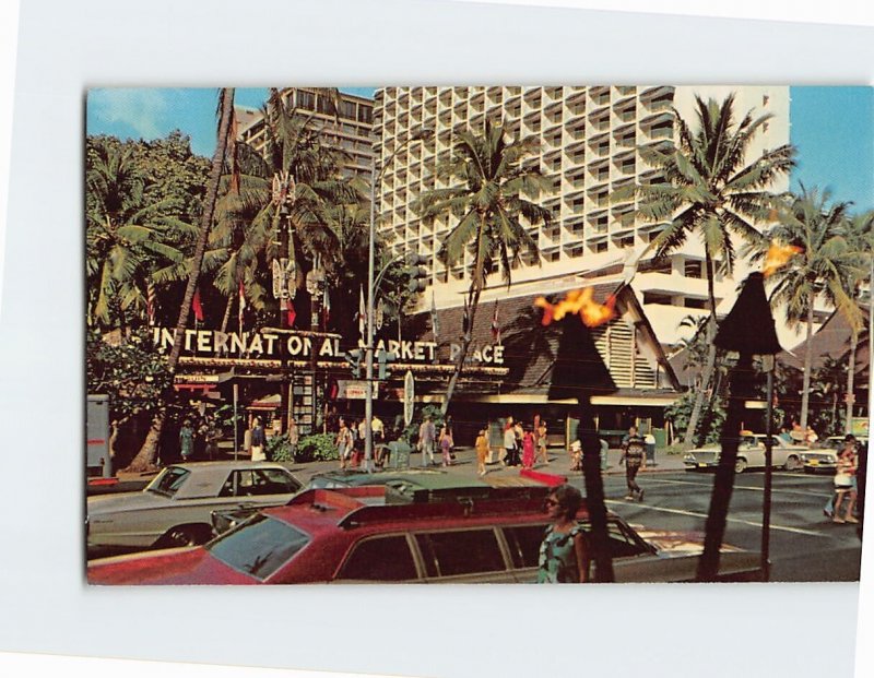 Postcard Kalakaua Ave. And The Entrance To The Intl. Market Place Hawaii USA