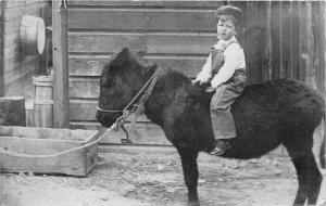 1909 Goldfield Nevada Boy on Donkey RPPC Postcard 25-11885