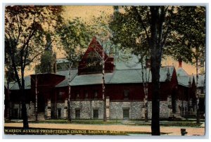 1912 Warren Avenue Presbyterian Church Saginaw Michigan Antique Vintage Postcard 