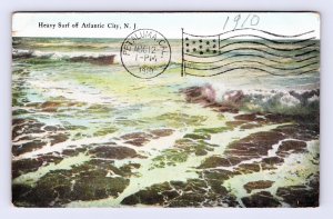 Heavy Surf at Atlantic City New Jersey NJ 1910 DB Postcard Q1