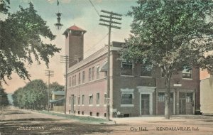 Kendallville IN City Hall. Albertype Photograph Postcard 