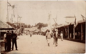 PC CPA street scene real photo postcard INDONESIA (a16635)