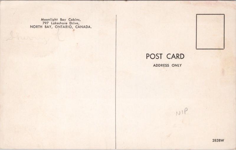 Moonlight Bay Cabins North Bay Ontario ON Lakeshore Dr Antique Postcard E18