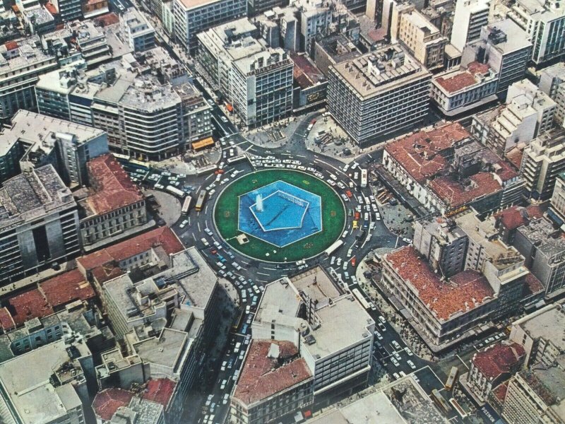 Aerial View Omonia Square Athens Greece  Vintage Postcard 1980s