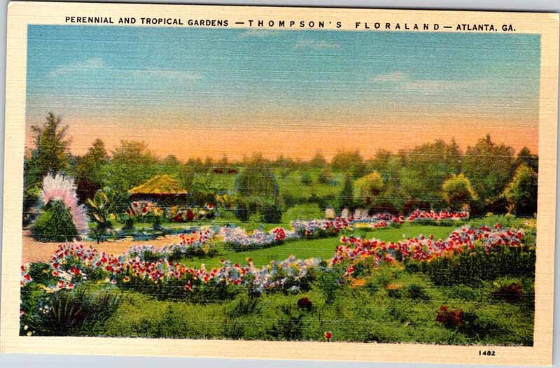 Postcard GARDEN SCENE Atlanta Georgia GA AK4875