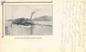 Spring Flood Railroading Railroad Train Bangor Maine 1905 postcard