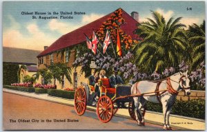 VINTAGE POSTCARD OLDEST HOUSE IN THE UNITED STATES ST. AUGUSTINE FLORIDA c. 1930
