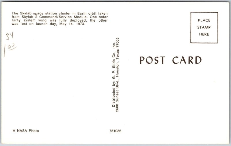 Space Shuttle Skylab Space Station Cluster in Earth Orbit Command/Serv Postcard
