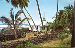 Postcard Hawaii - The Blue Church, Kona Coastline - St. Peter's Church
