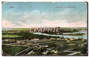 Old Postcard Panorama with Metz Cathedral